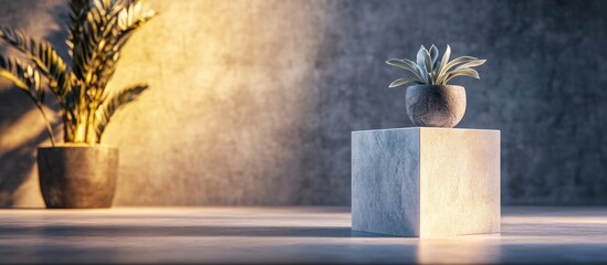 Poster - Cube Pedestal Design Studio Setting for Merchandise Presentation 3D visualization
