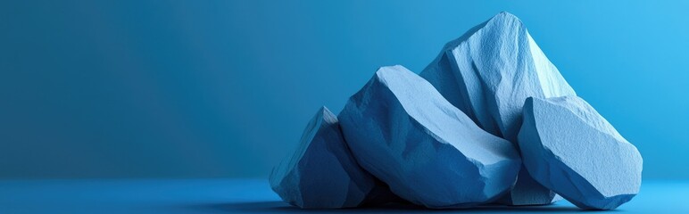 Aufkleber - Blue geometric stone and rock shape background minimalist mockup for display or showcase 3D rendering