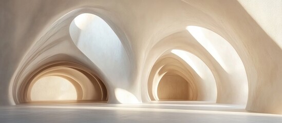 Poster - Abstract architectural background featuring an arched interior 3D rendering