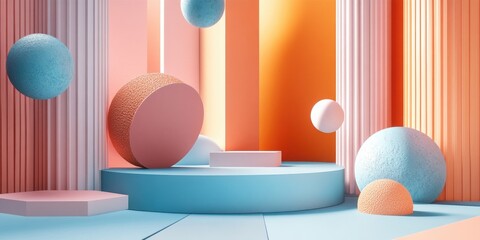 Poster - Stunning backdrop featuring geometric shapes 3D illustration 3D rendering