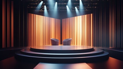 Leinwandbilder - Conference event talk show stage 3D rendering and illustration