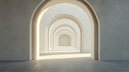 Poster - Empty arched passage interior in 3D rendering