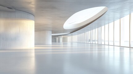 Aufkleber - Abstract design of modern architecture featuring an empty interior with open space 3D rendering