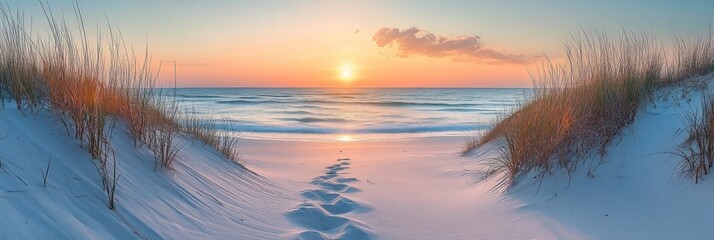 Canvas Print - Sunset Beach Path