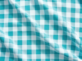 The gingham pattern on a Turquoise and white background 