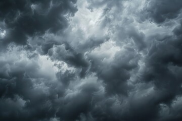 Poster - A plane flies through a cloudy sky with white puffy clouds