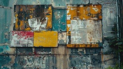 Poster - A collection of vintage signs on a wall, potentially in an old store or restaurant