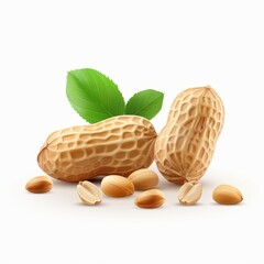 Peanut seeds, kitchen ingredient element, detailed vector design, fresh brown, isolated on white background