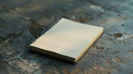 Poster - A notepad sitting on top of a metal surface, suitable for use in office or home settings