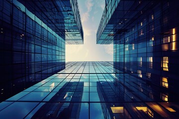 Poster - A large skyscraper with numerous windows and glass surfaces