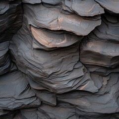 Close-up of layered rock formations with intricate patterns and textures.