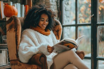 Poster - A person sitting in a chair, engrossed in a book
