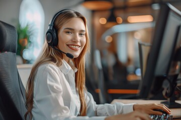 Canvas Print - A person focused on their laptop with headphones on, possibly working or gaming