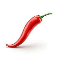 Red chili pepper, spice element, realistic 3D render, vibrant red, isolated on white background