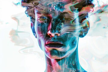 Poster - A digital painting of a man's face, ideal for use in graphics and design projects
