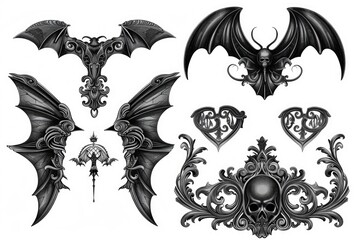 Aufkleber - Various bat designs on a background, suitable for use in design or marketing projects