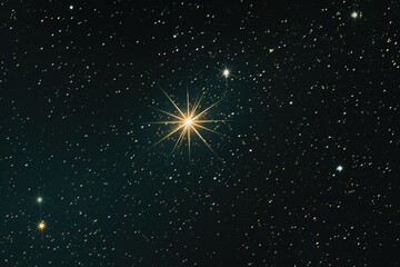 Poster - A single star shines brightly in the dark blue night sky, suitable for use as an astronomy or space-themed image