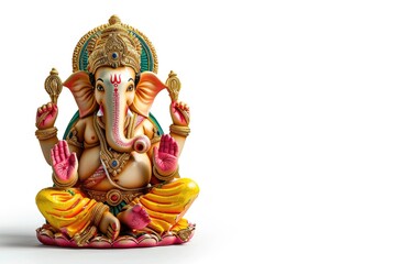Poster - A statue of an elephant sitting on a white surface, perfect for decorative or editorial use