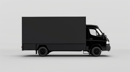 Poster - A black truck with a black box on the back, suitable for use in various settings such as transportation or logistics