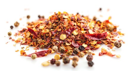 Poster - Pile of dried spices on a white background, ideal for food or cooking illustrations