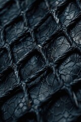 Poster - A close-up shot of a small piece of black leather with texture and details