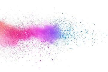 Poster - Powder sprinkle on white background with pink and blue colors
