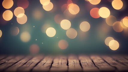 Wall Mural -  Artifical Intelligence generated bokeh abstract light background. Festive Background With