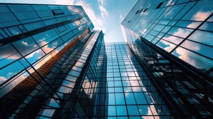 Poster - Tall buildings in city center, urban landscape