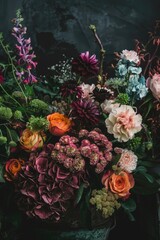 Poster - A vase filled with various colorful flowers