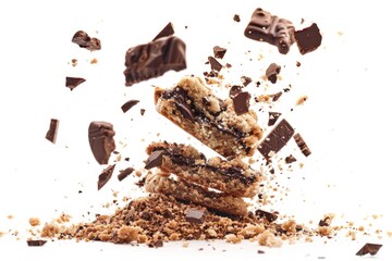 Canvas Print - A messy pile of chocolate and crumbs on a clean white surface