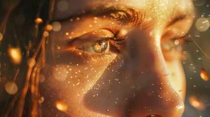 Poster - Close-up shot of a woman's face with glitter makeup, suitable for beauty or fashion photography