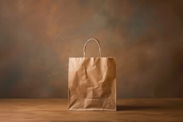 Poster - A lone brown paper bag sits atop a wooden table, waiting to be used