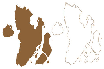 Wall Mural - Kadan Island (Republic of the Union of Myanmar, Burma, Mergui, Myeik Archipelago, Indian Ocean) map vector illustration, scribble sketch Kadan Kyun, King, Maingyi, Kala, Ma-aing map