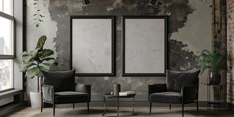 Poster - Two chairs and a table in a cozy living room setting
