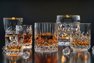 Aufkleber - Glassware filled with various liquors and cocktails