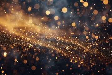 Poster - A blurry image of gold lights on a dark background, ideal for use in promotional materials or as a decorative element