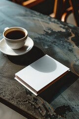 Poster - A person enjoying their morning routine with a cup of coffee and a book on the table