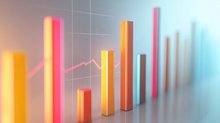 Aufkleber - A clean and modern bar chart with vertical bars, showing financial growth and data analysis, set against a white background for clarity