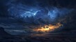 © Nehtott - Dramatic Stormy Sky: A dramatic stormy sky with dark clouds and lightning bolts illuminating the scene.