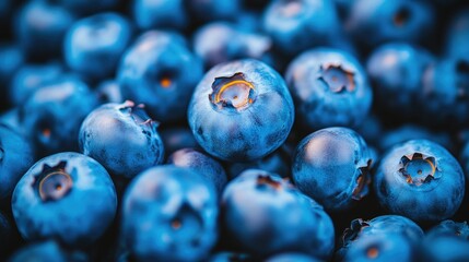 Wall Mural - Close-Up of Plump Blueberry Fruits Pile