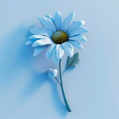 Wall Mural - A single blue flower on a blue background