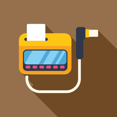 Poster - Electronic cash register with blank paper receipt coming out and nfc icon for contactless payment