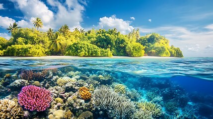 Wall Mural - Underwater Paradise of Coral, Fish, and Anemones in Pristine Reef