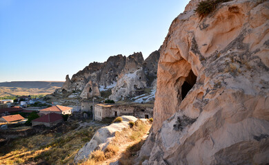 The ancient city of Keslik, located in Kayseri, Turkey, is famous for its caves carved into the rocks.
