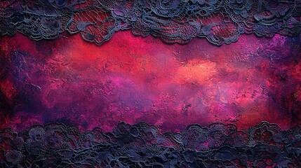 Wall Mural -   Red and purple painting with black border