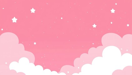 Wall Mural - Pink Sky with Clouds and Stars