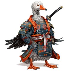 Poster - Geese samurai fantasy animal cartoon isolated whitebackground