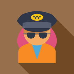 Wall Mural - Simple vector illustration of a taxi driver wearing a hat with a checker symbol