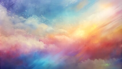 dreamy colorful sky at sunset, vibrant hues, abstract clouds