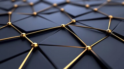 Wall Mural - A close up of a black and gold geometric pattern, AI